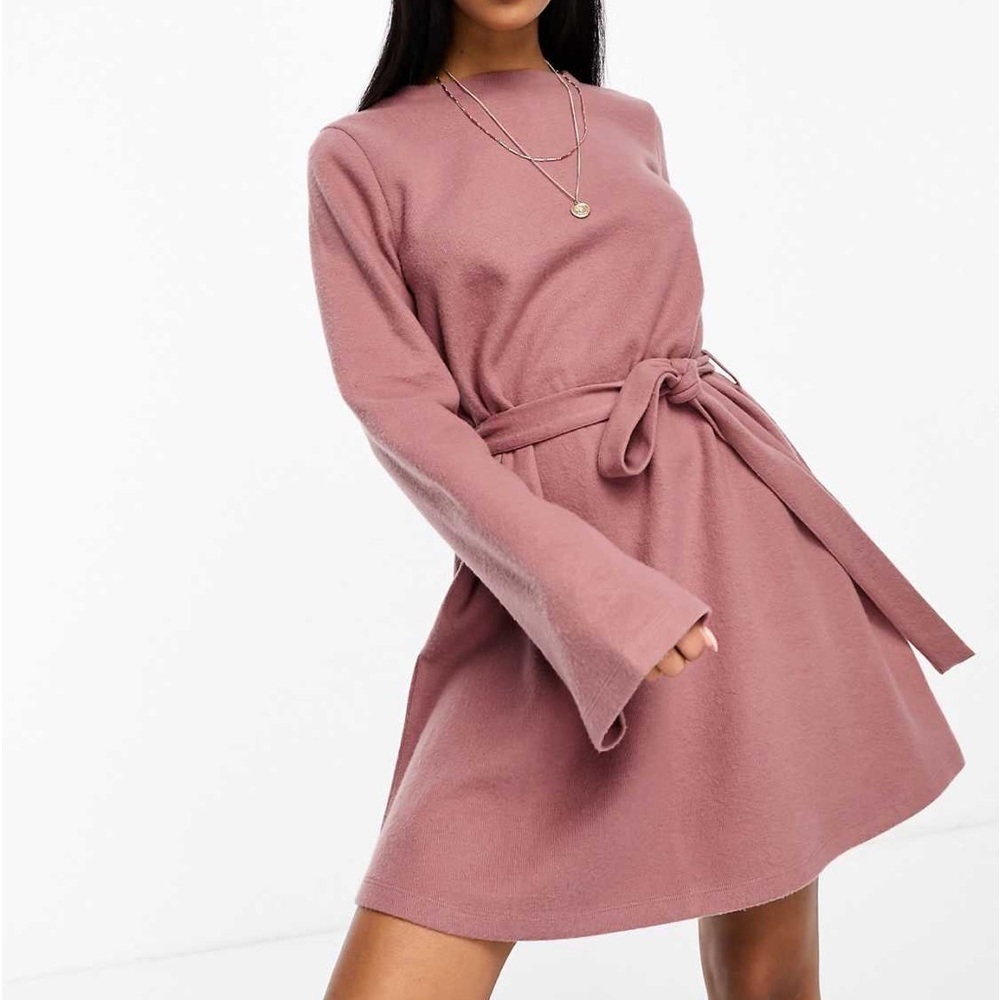 ASOS Flare sweater swing dress with belt size Small